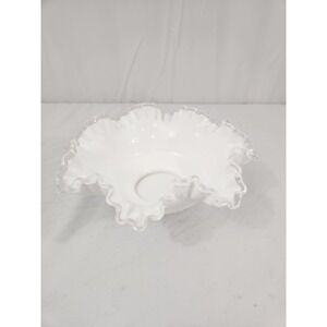 Vintage Fenton Silvercrest Ruffled & Crimped‎ Glass Bowl